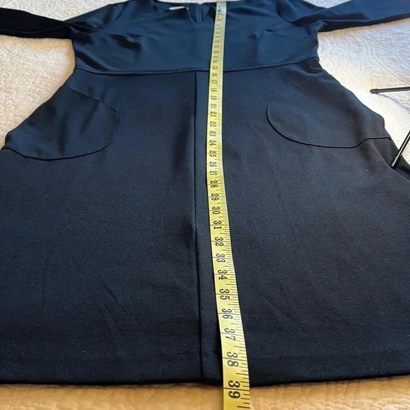 Talbots Stretchy Knit Dress Women’s Size 8 Solid Black Pockets Fit and Flare - Picture 12 of 17